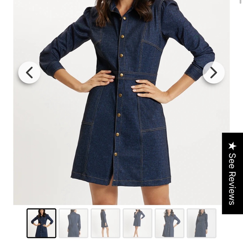 Jude Connally Solange Blue Denim Dress with Gold Buttons - Picture 6 of 6